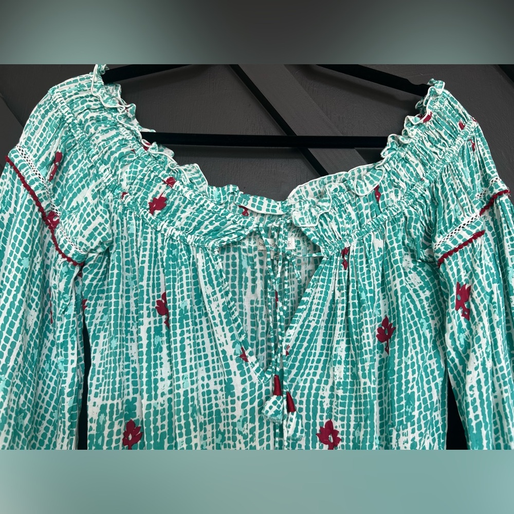 Poupette St. Barth Clara Off-the-Shoulder Romper, Size Small - Picture 5 of 6